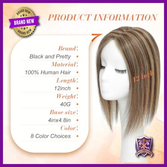 12 Inch Human Hair Topper with Swiss Lace Base for Thinning Hair main image 4